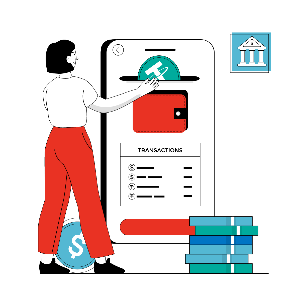 The user funds the wallet with ARS or USDT.